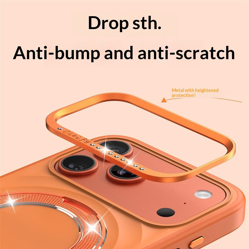 For iPhone 17 Pro Max Magnetic Case with 360° Rotating Ring Stand Wave Ripple Cover + Tempered Glass Screen Protector