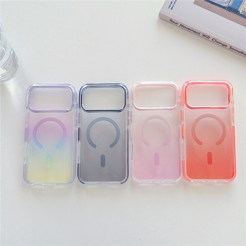 For iPhone 17 Pro Gradient Magnetic Case with Tempered Glass Screen Protector Shockproof TPU PC Clear Cover