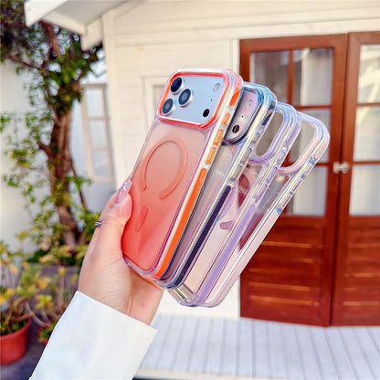 For iPhone 17 Pro Max Gradient Magnetic Case with Tempered Glass Screen Protector Shockproof TPU PC Clear Cover