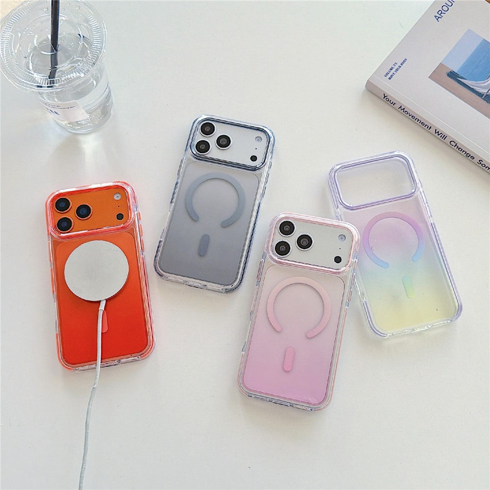 For iPhone 17 Pro Max Gradient Magnetic Case with Tempered Glass Screen Protector Shockproof TPU PC Clear Cover