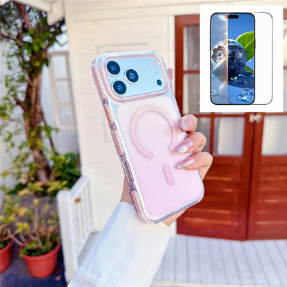 For iPhone 17 Pro Max Gradient Magnetic Case with Tempered Glass Screen Protector Shockproof TPU PC Clear Cover