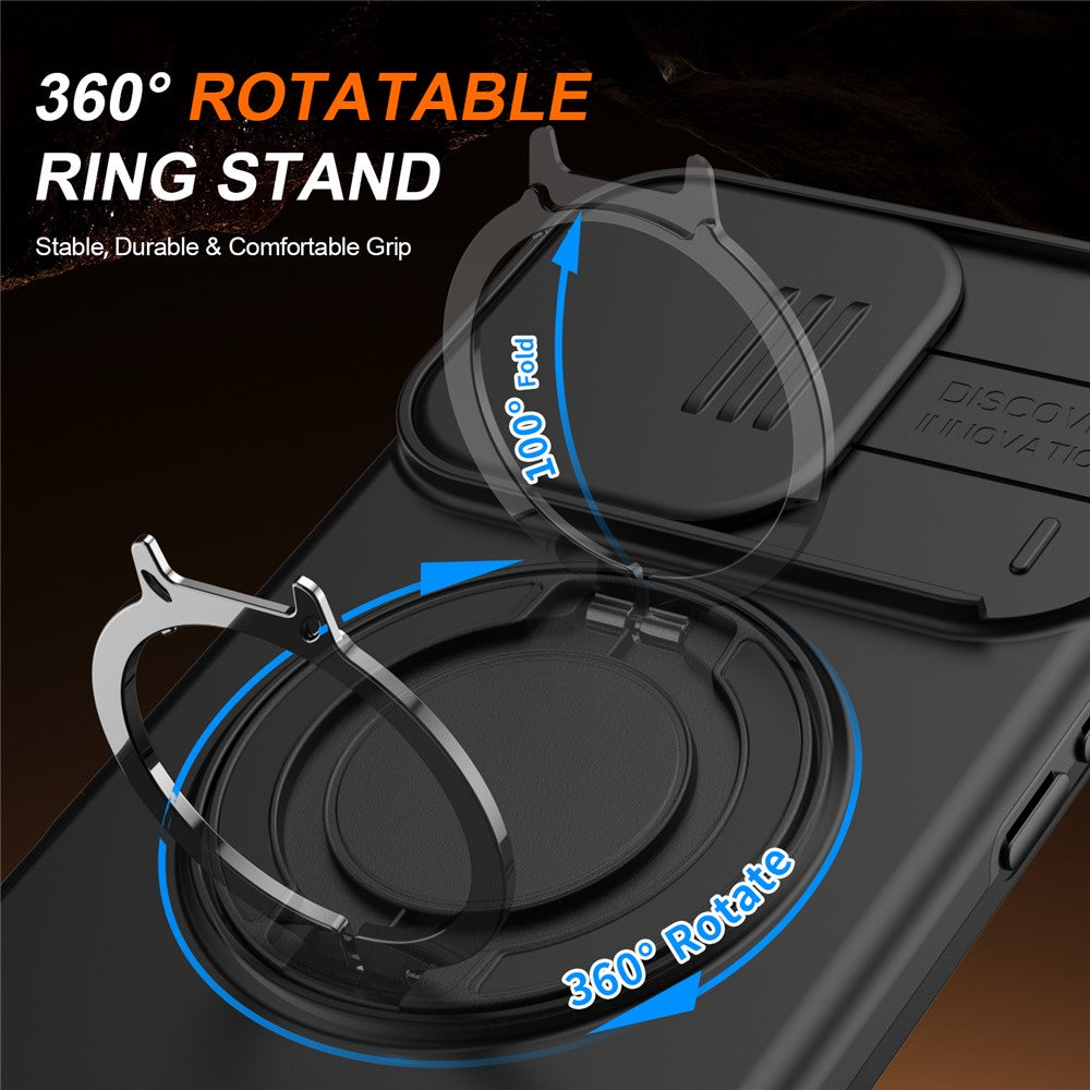 For iPhone 16 Pro Max Case Magnetic Case Ring Kickstand Slide Camera Cover TPU PC Hybrid Phone Shell