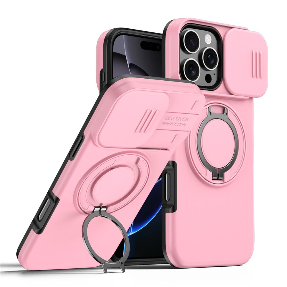 For iPhone 16 Pro Max Case Magnetic Case Ring Kickstand Slide Camera Cover TPU PC Hybrid Phone Shell
