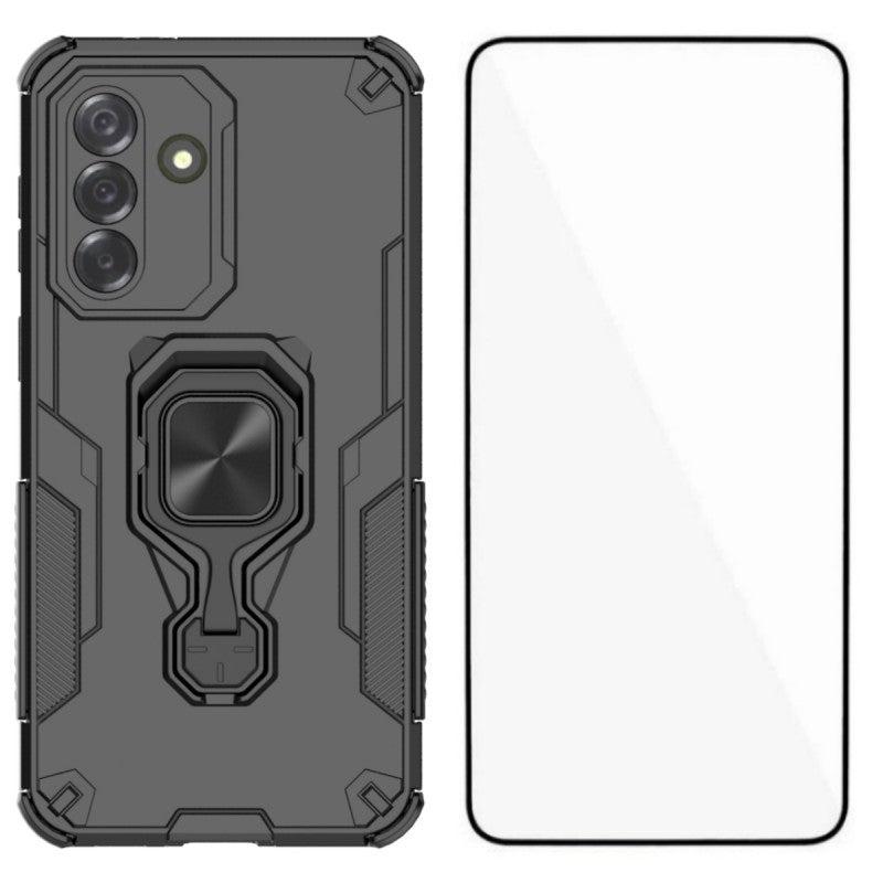 WANLONFENG For Samsung Galaxy A57 5G Phone Case PC TPU Back Cover Kickstand with Tempered Glass