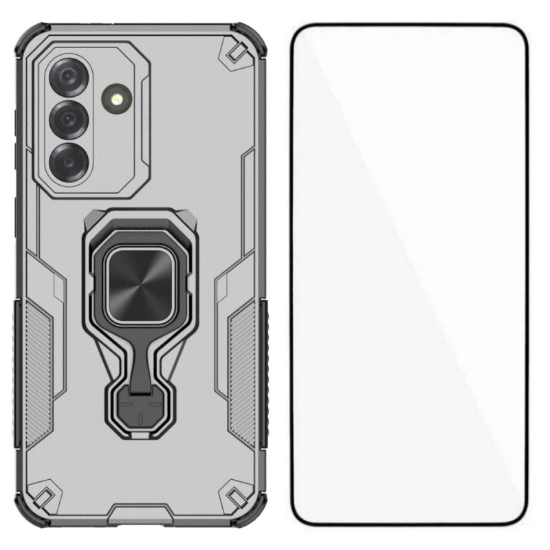 WANLONFENG For Samsung Galaxy A57 5G Phone Case PC TPU Back Cover Kickstand with Tempered Glass