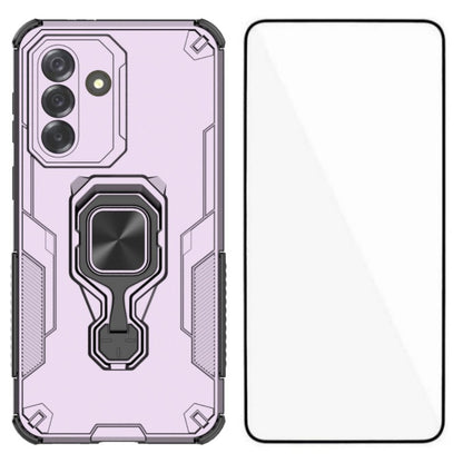 WANLONFENG For Samsung Galaxy A57 5G Phone Case PC TPU Back Cover Kickstand with Tempered Glass
