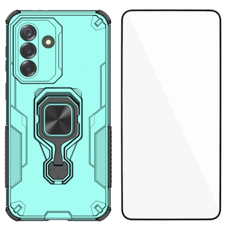 WANLONFENG For Samsung Galaxy A57 5G Phone Case PC TPU Back Cover Kickstand with Tempered Glass