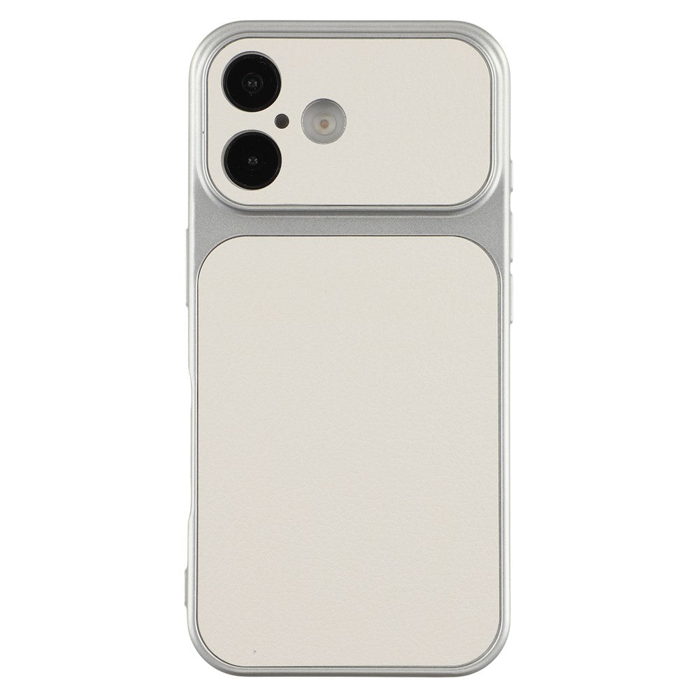For iPhone 16 Case Sheepskin Texture Leather Coated TPU Phone Cover with Precise Camera Cutouts