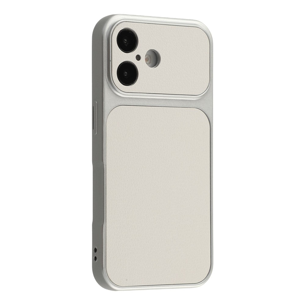 For iPhone 16 Case Sheepskin Texture Leather Coated TPU Phone Cover with Precise Camera Cutouts