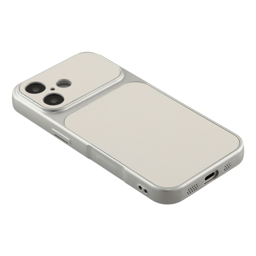 For iPhone 16 Case Sheepskin Texture Leather Coated TPU Phone Cover with Precise Camera Cutouts