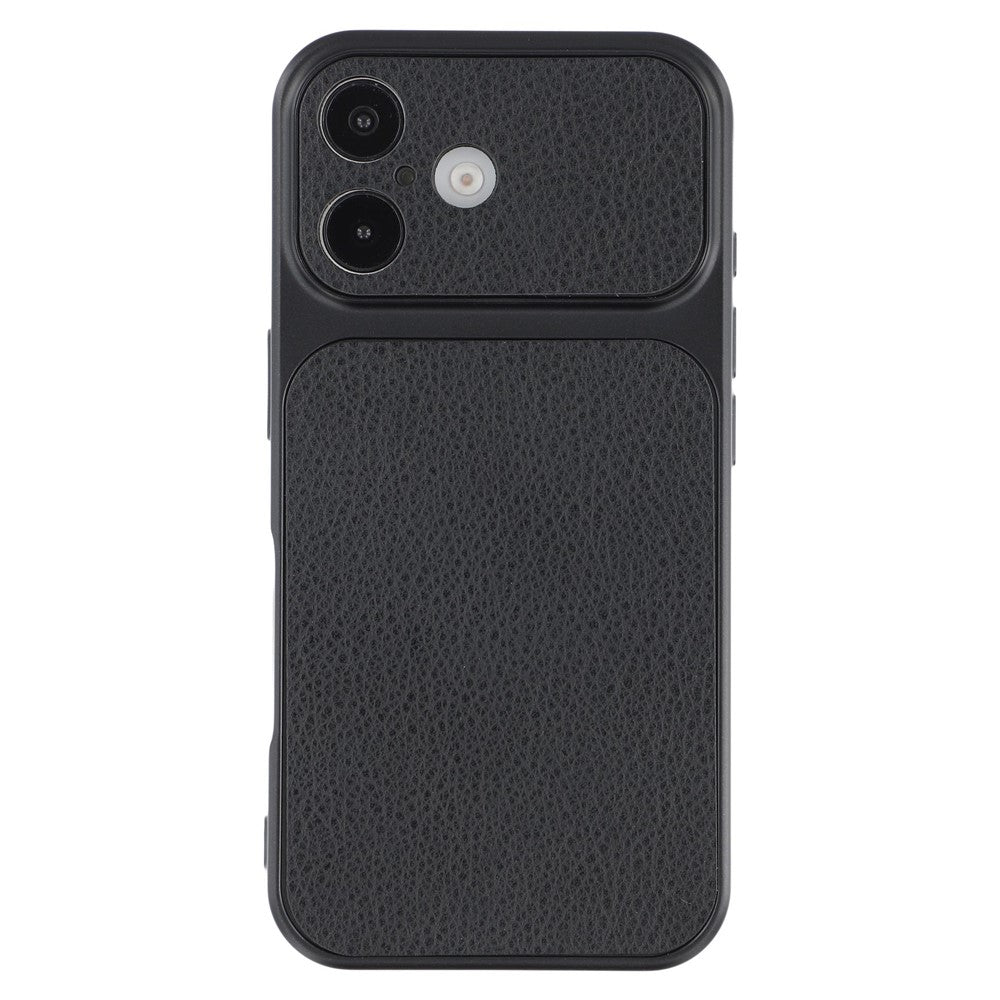 For iPhone 16 Case Sheepskin Texture Leather Coated TPU Phone Cover with Precise Camera Cutouts