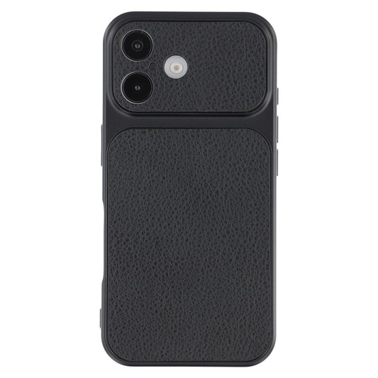 For iPhone 16 Case Sheepskin Texture Leather Coated TPU Phone Cover with Precise Camera Cutouts