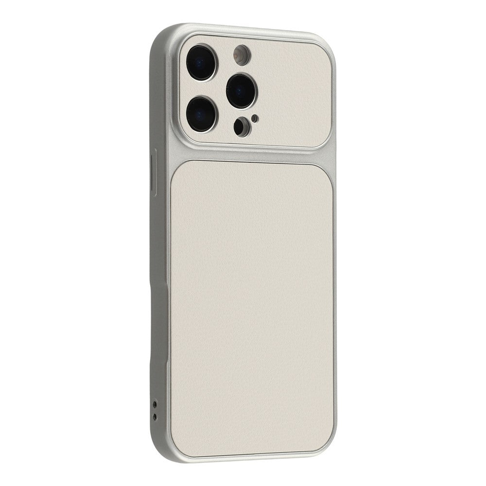For iPhone 16 Pro Case Sheepskin Texture Leather Coated TPU Phone Cover with Precise Camera Cutouts