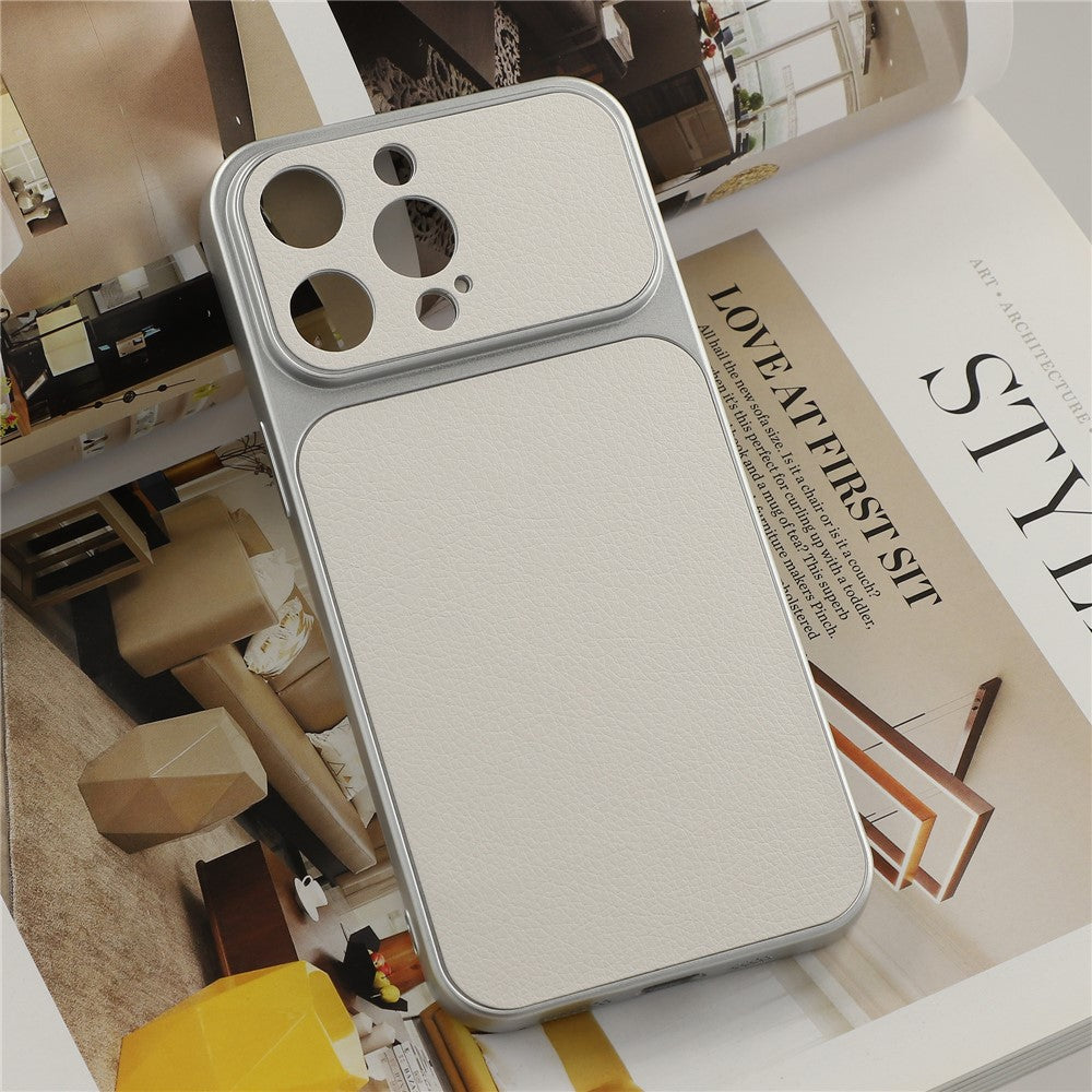 For iPhone 15 Pro Max Case Sheepskin Texture Leather Coated TPU Phone Cover with Precise Camera Cutouts