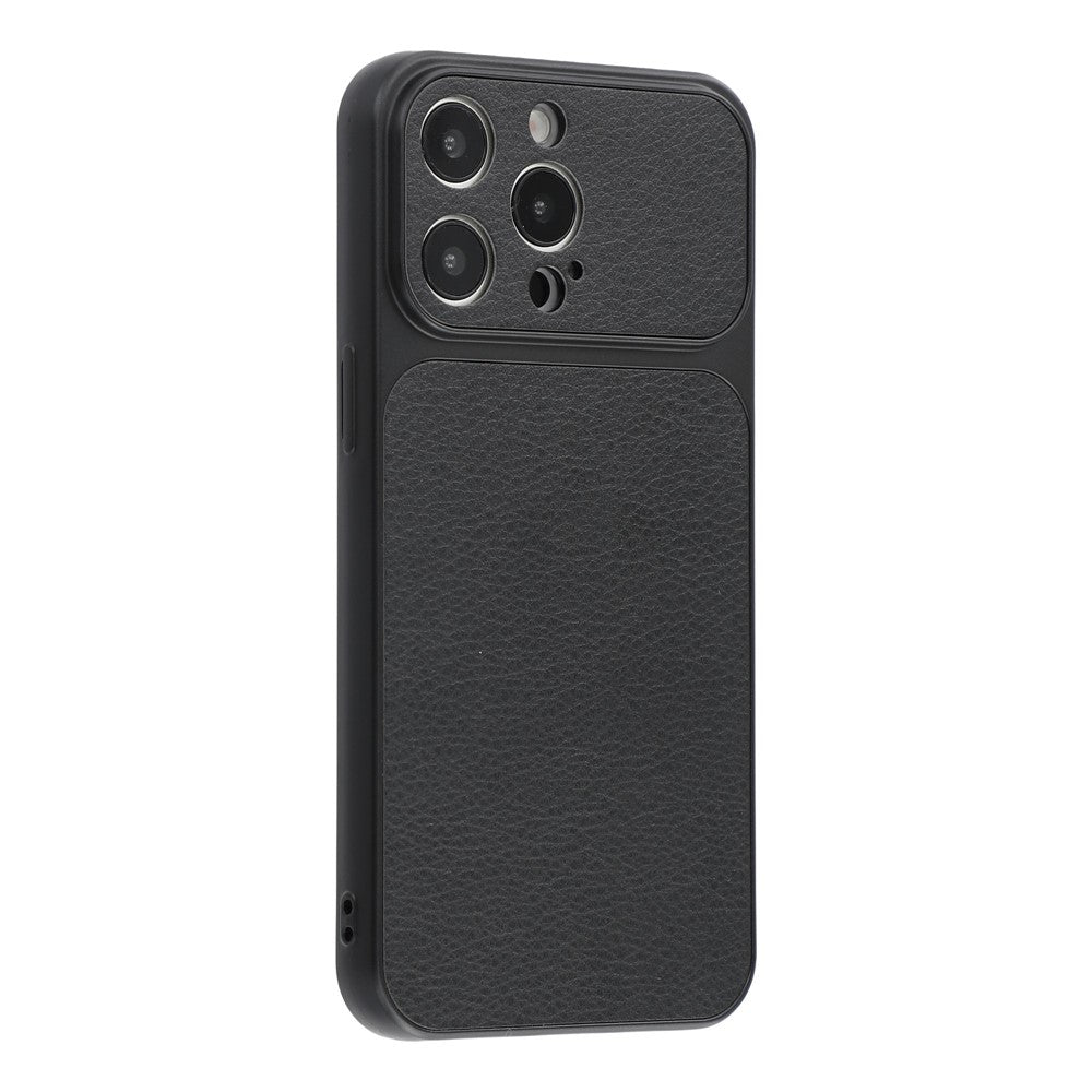 For iPhone 15 Pro Case Sheepskin Texture Leather Coated TPU Phone Cover with Precise Camera Cutouts