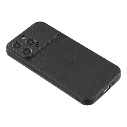 For iPhone 15 Pro Case Sheepskin Texture Leather Coated TPU Phone Cover with Precise Camera Cutouts