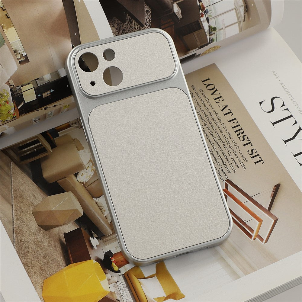 For iPhone 15 Case Sheepskin Texture Leather Coated TPU Phone Cover with Precise Camera Cutouts