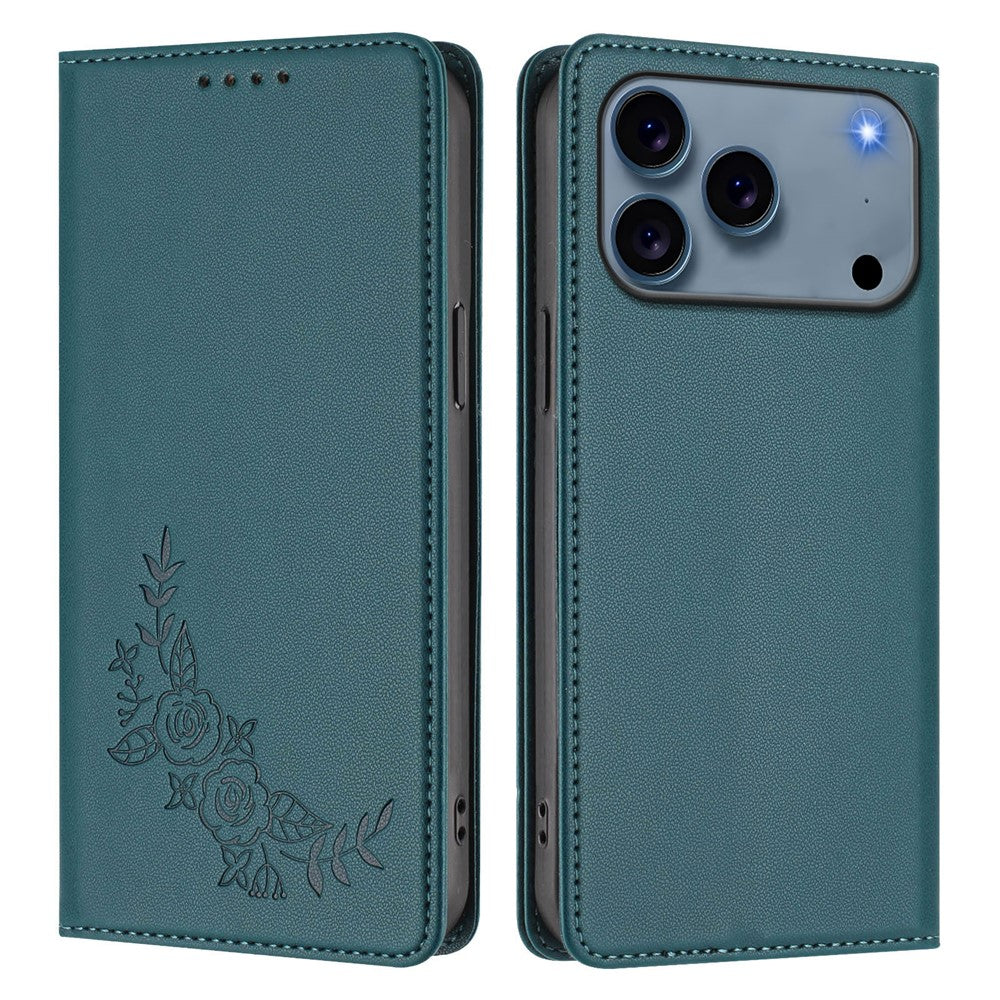 For iPhone 17 Pro Wallet Stand Case Peony Flower Pattern TPU PU Leather Flip Cover