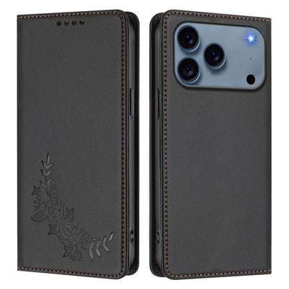 For iPhone 17 Pro Wallet Stand Case Peony Flower Pattern TPU PU Leather Flip Cover