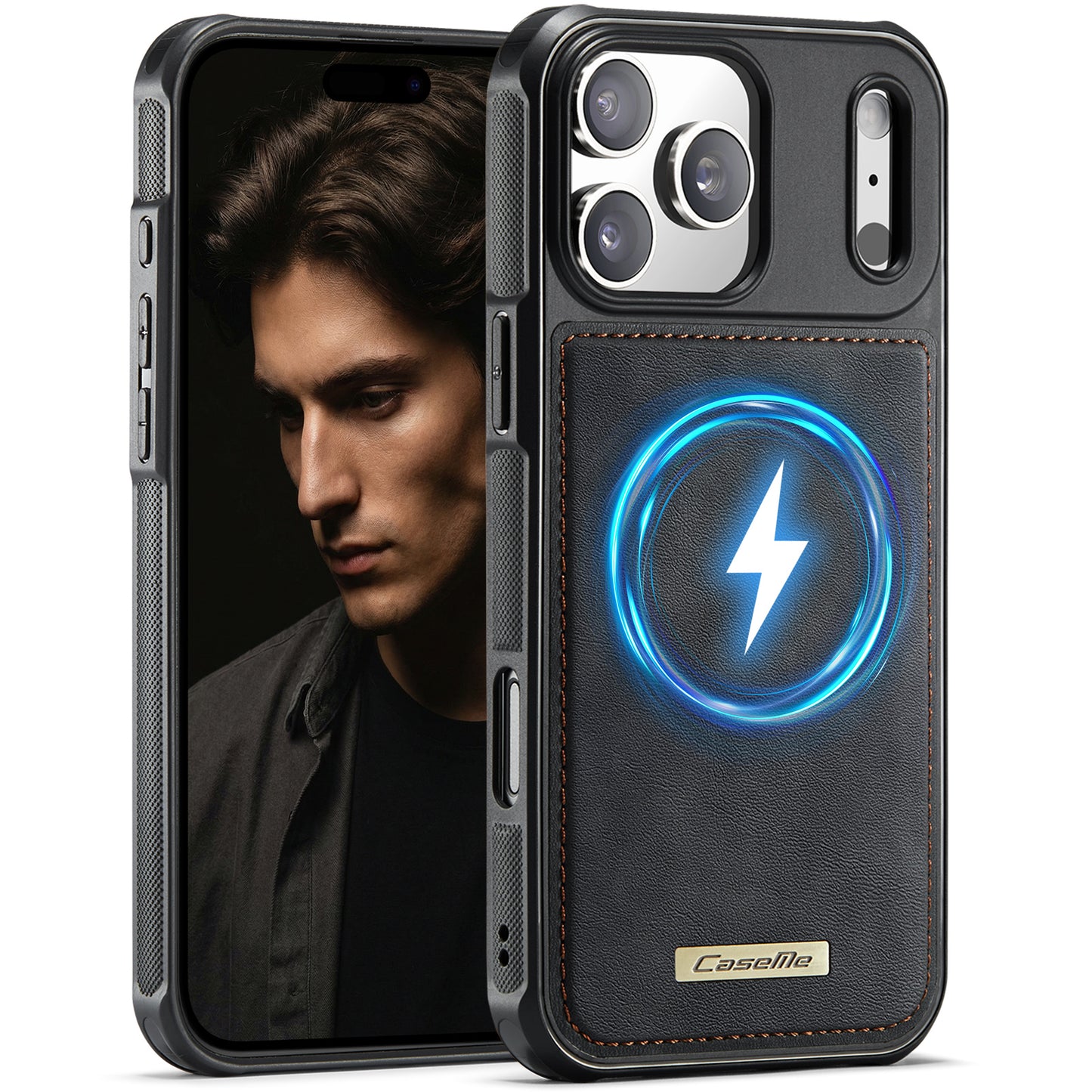 CaseMe For iPhone 17 Pro Max C69 Series Magnetic Case Leather Coated TPU Phone Cover