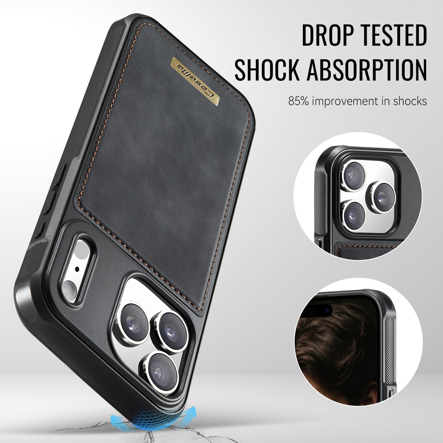 CaseMe For iPhone 17 Pro Max C69 Series Magnetic Case Leather Coated TPU Phone Cover