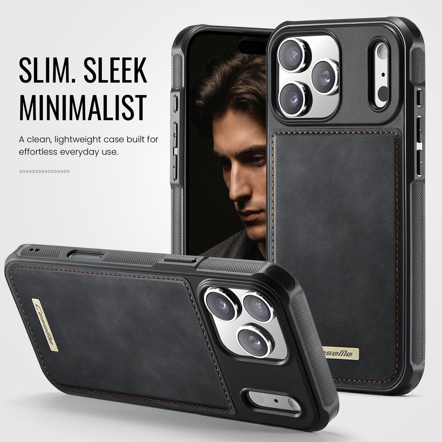 CaseMe For iPhone 17 Pro Max C69 Series Magnetic Case Leather Coated TPU Phone Cover