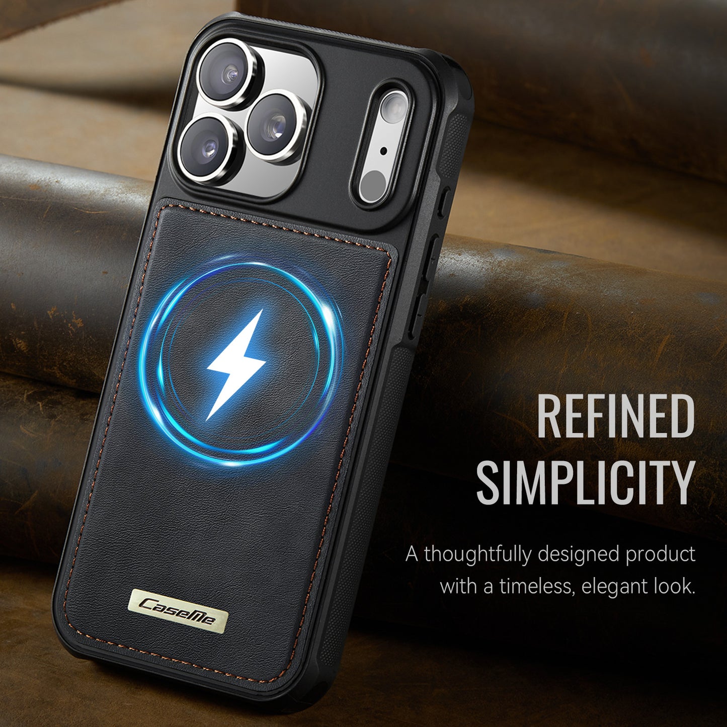 CaseMe For iPhone 17 Pro Max C69 Series Magnetic Case Leather Coated TPU Phone Cover