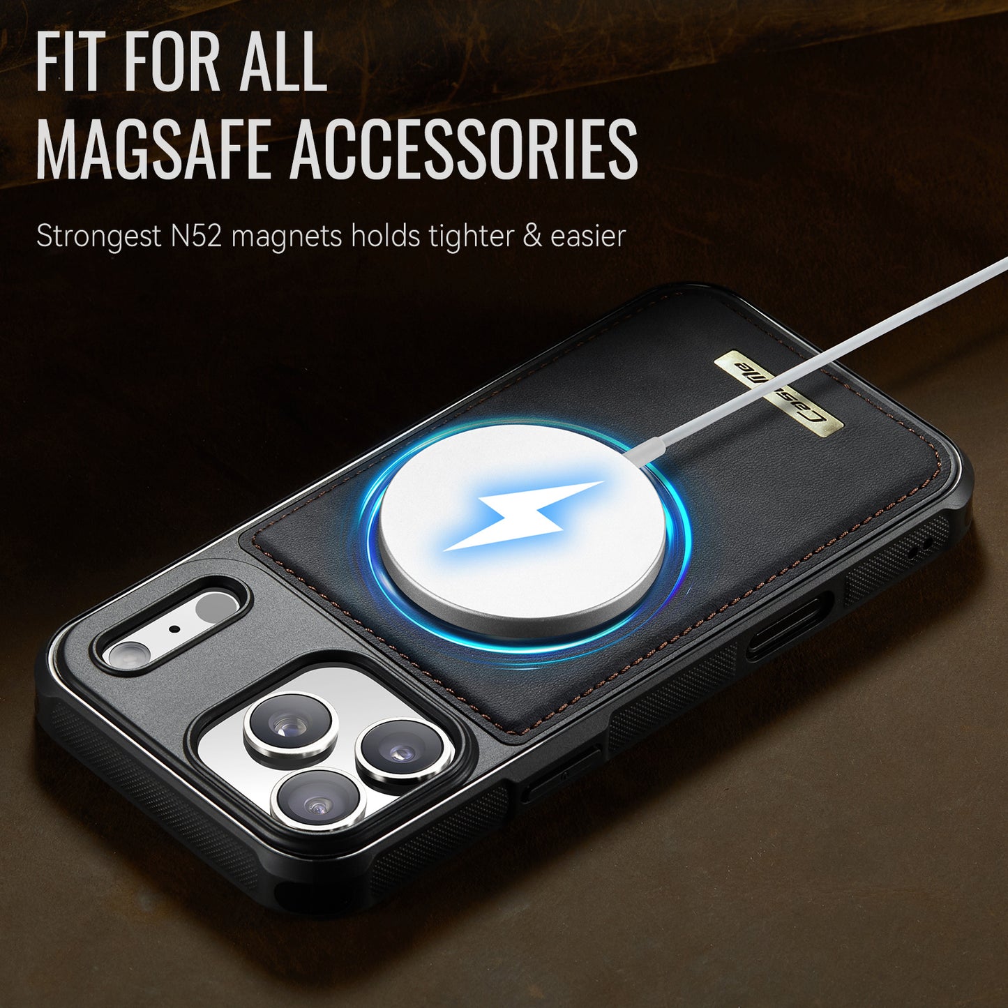 CaseMe For iPhone 17 Pro Max C69 Series Magnetic Case Leather Coated TPU Phone Cover
