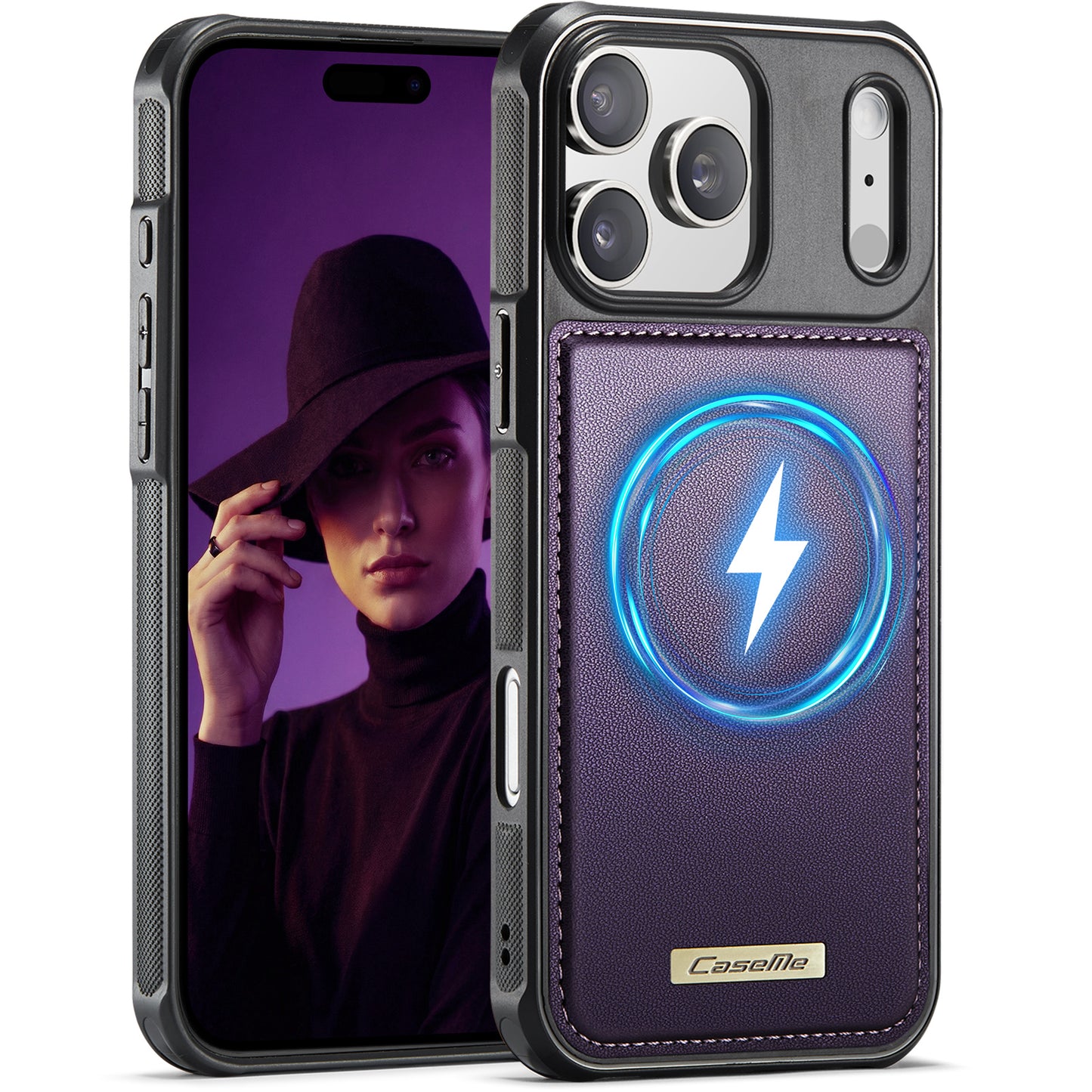 CaseMe For iPhone 17 Pro Max C69 Series Magnetic Case Leather Coated TPU Phone Cover