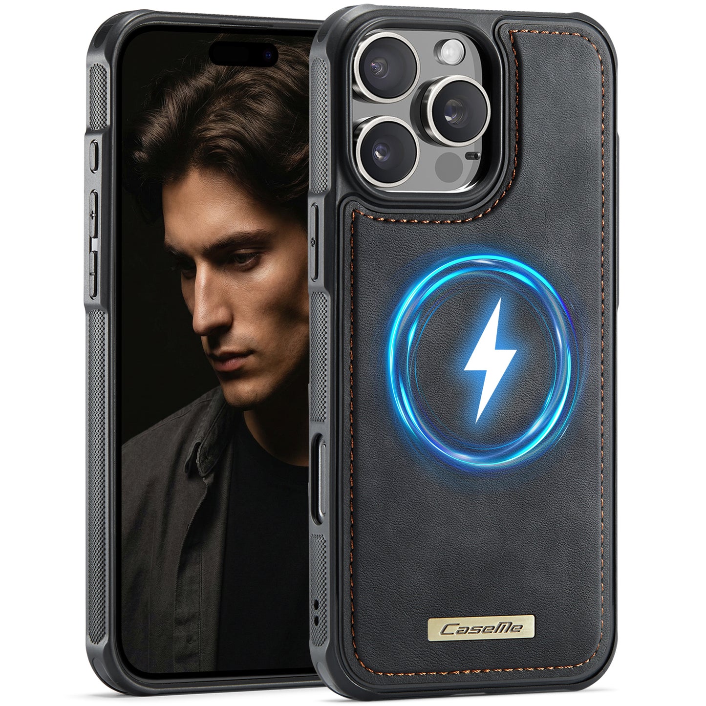 CaseMe For iPhone 16 Pro Max C69 Series Magnetic Case Leather Coated TPU Phone Cover