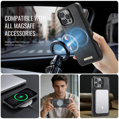CaseMe For iPhone 16 Pro Max C69 Series Magnetic Case Leather Coated TPU Phone Cover