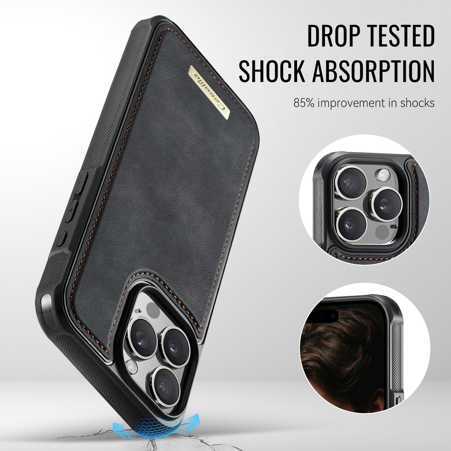 CaseMe For iPhone 16 Pro Max C69 Series Magnetic Case Leather Coated TPU Phone Cover