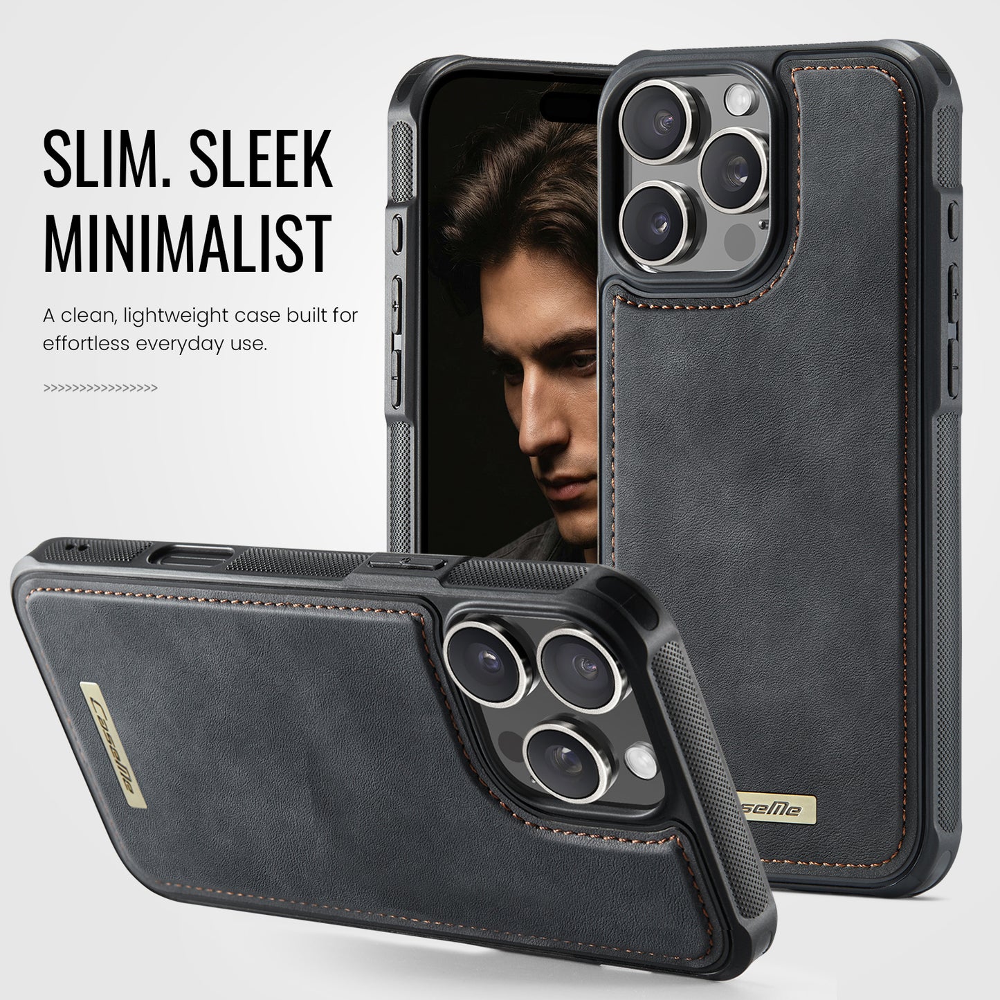 CaseMe For iPhone 16 Pro Max C69 Series Magnetic Case Leather Coated TPU Phone Cover