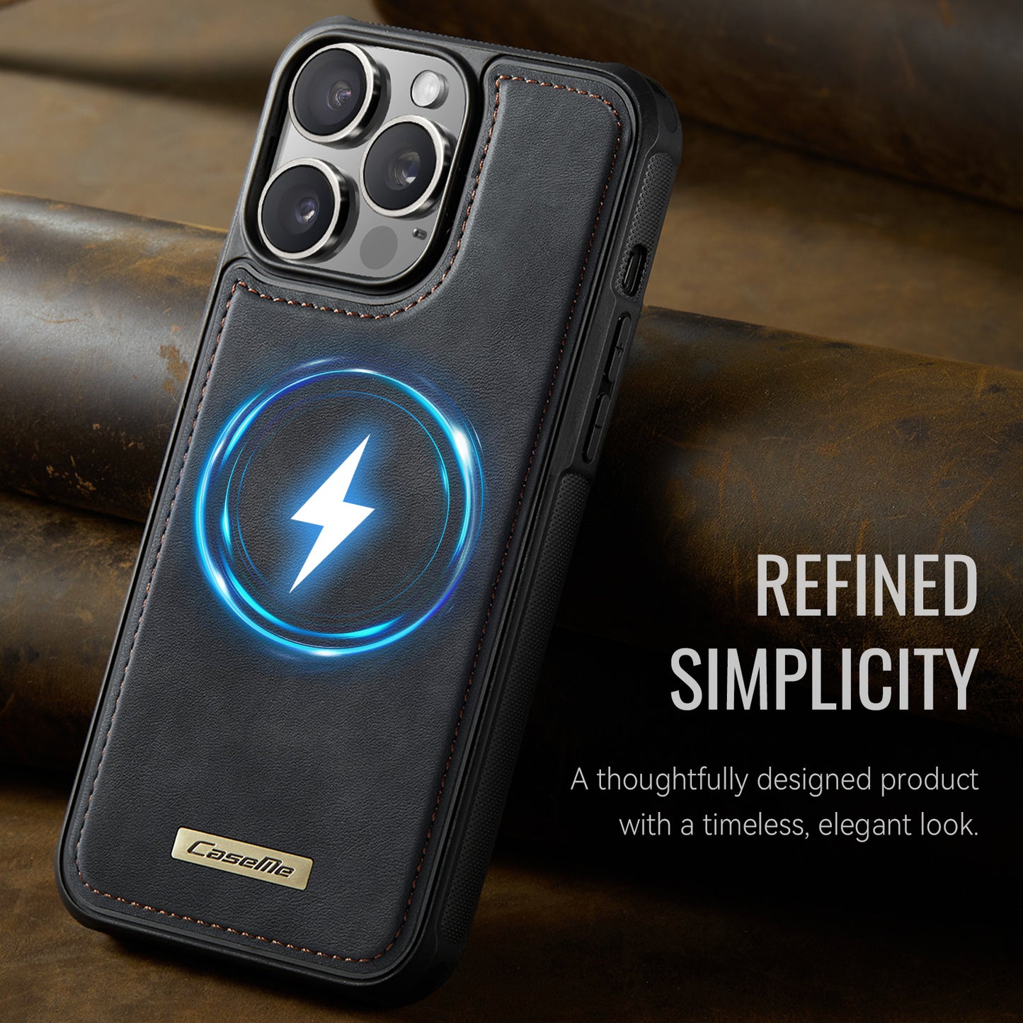 CaseMe For iPhone 16 Pro Max C69 Series Magnetic Case Leather Coated TPU Phone Cover