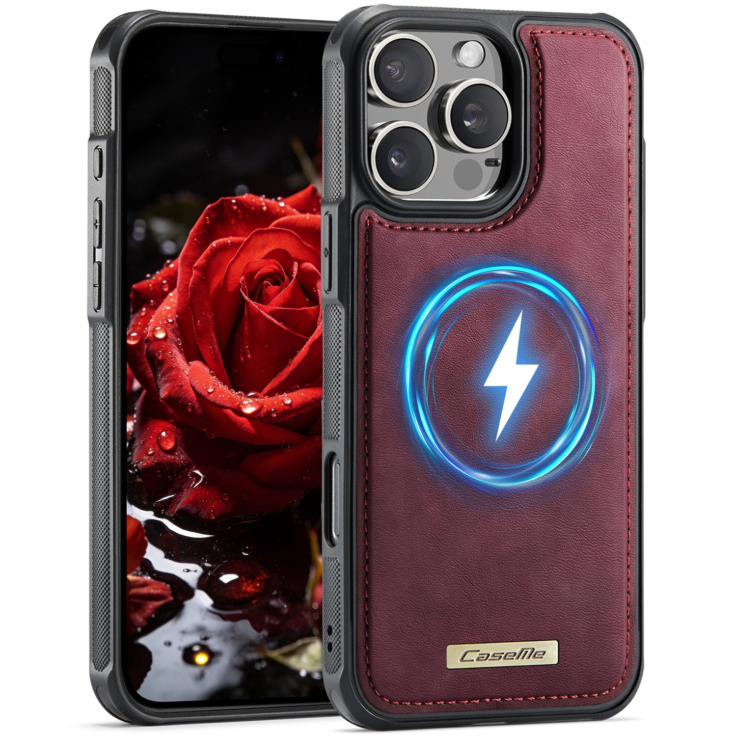 CaseMe For iPhone 16 Pro Max C69 Series Magnetic Case Leather Coated TPU Phone Cover