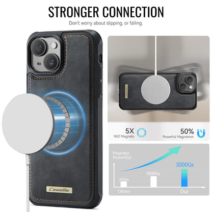 CaseMe For iPhone 14 Plus / iPhone 15 Plus C69 Series Magnetic Case Leather Coated TPU Phone Cover