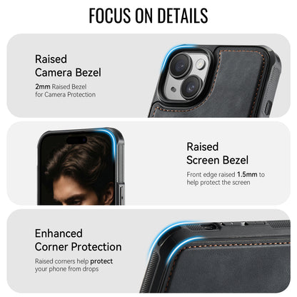 CaseMe For iPhone 14 Plus / iPhone 15 Plus C69 Series Magnetic Case Leather Coated TPU Phone Cover