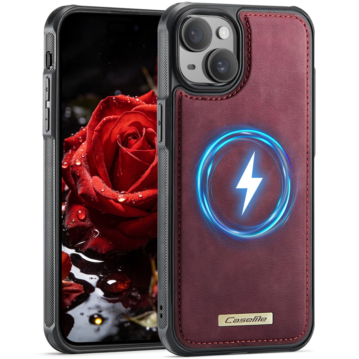 CaseMe For iPhone 14 Plus / iPhone 15 Plus C69 Series Magnetic Case Leather Coated TPU Phone Cover