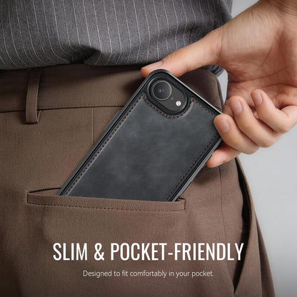 CaseMe For iPhone 16e / iPhone 17e C69 Series Magnetic Case Leather Coated TPU Phone Cover