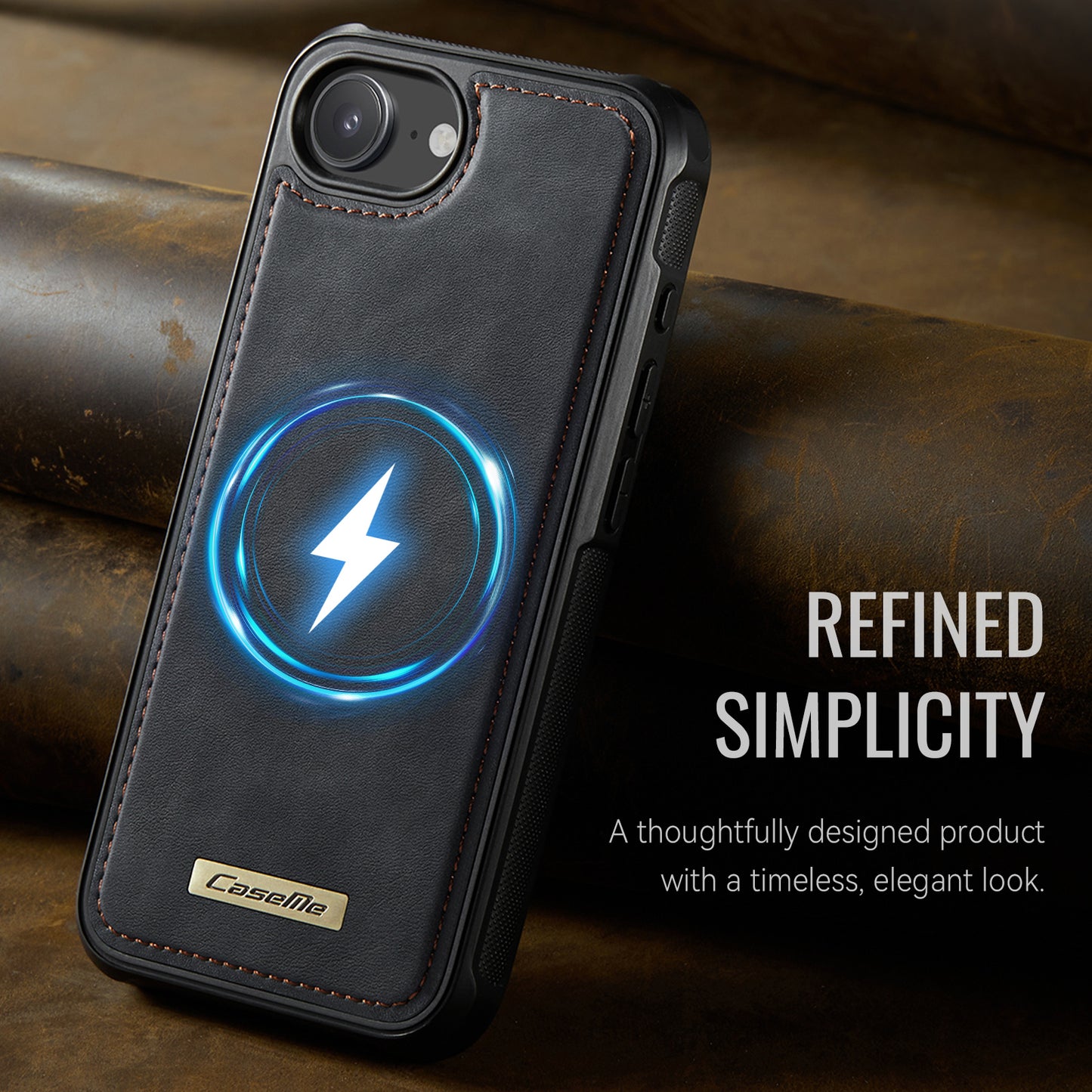 CaseMe For iPhone 16e / iPhone 17e C69 Series Magnetic Case Leather Coated TPU Phone Cover