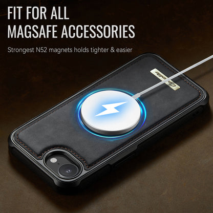 CaseMe For iPhone 16e / iPhone 17e C69 Series Magnetic Case Leather Coated TPU Phone Cover