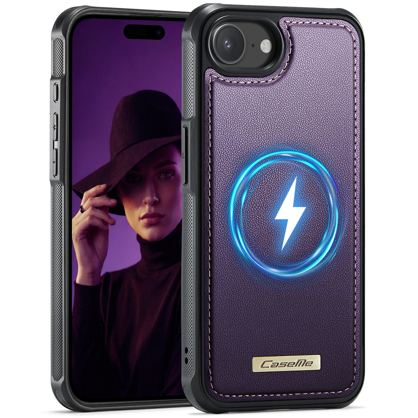 CaseMe For iPhone 16e / iPhone 17e C69 Series Magnetic Case Leather Coated TPU Phone Cover