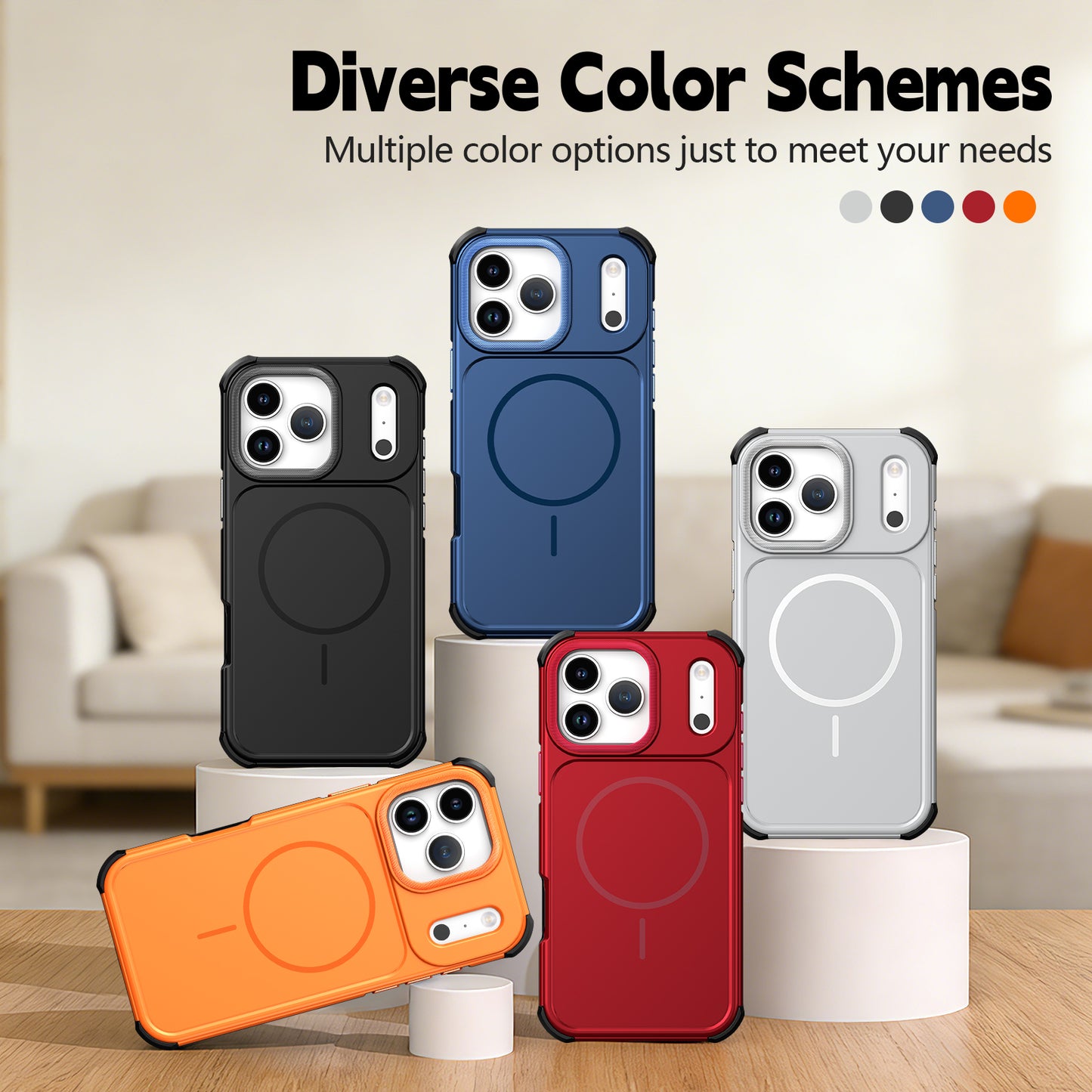 For iPhone 17 Pro Magnetic Case Shockproof TPU PC Protective Cover