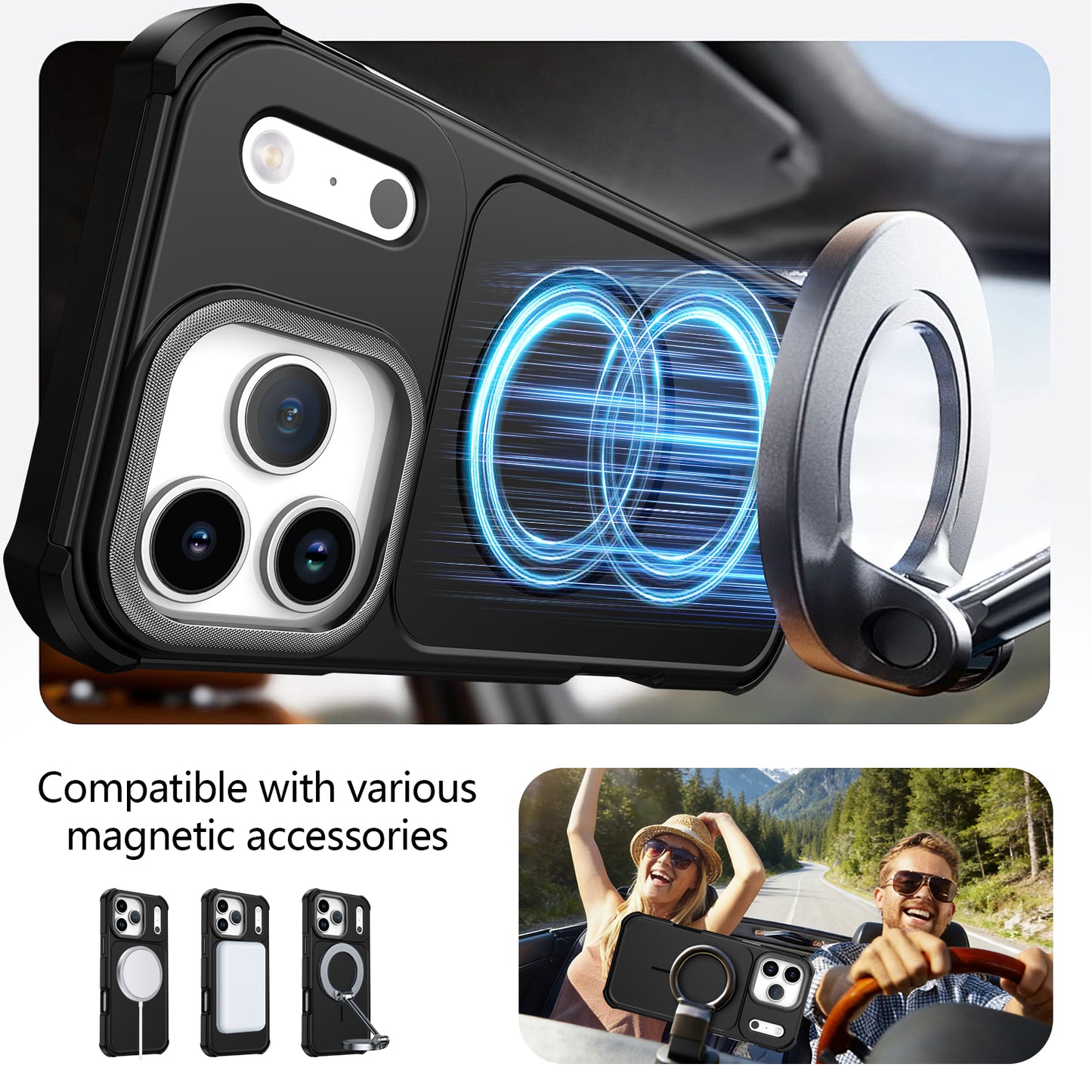 For iPhone 17 Pro Magnetic Case Shockproof TPU PC Protective Cover