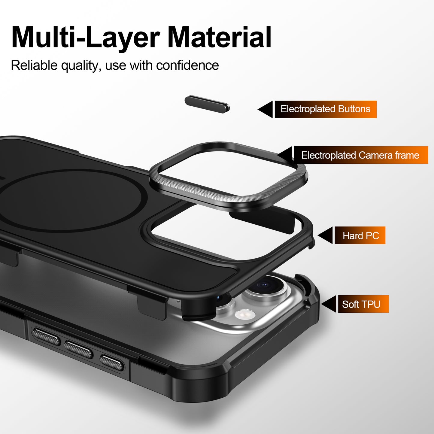 For iPhone 16 Pro Magnetic Case Shockproof TPU PC Protective Cover