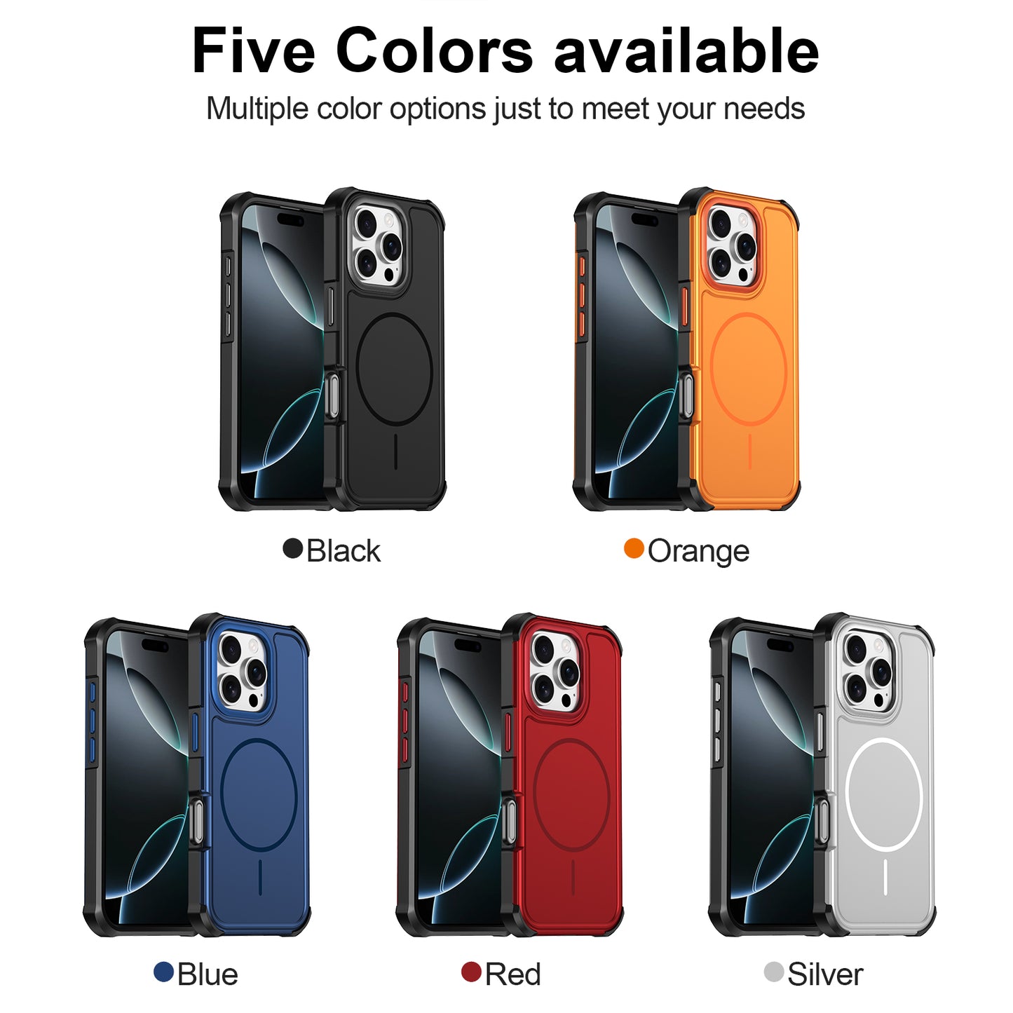 For iPhone 16 Pro Magnetic Case Shockproof TPU PC Protective Cover