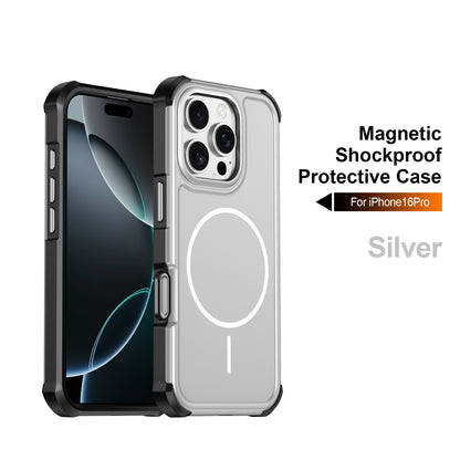 For iPhone 16 Pro Magnetic Case Shockproof TPU PC Protective Cover