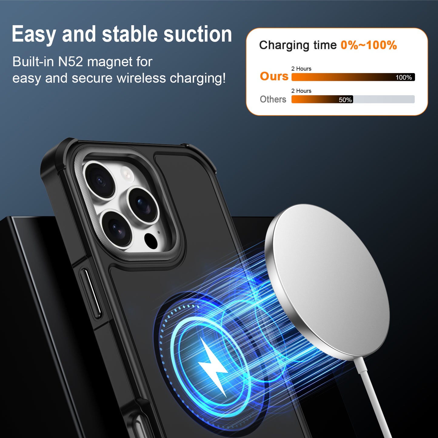 For iPhone 16 Pro Max Magnetic Case Shockproof TPU PC Protective Cover
