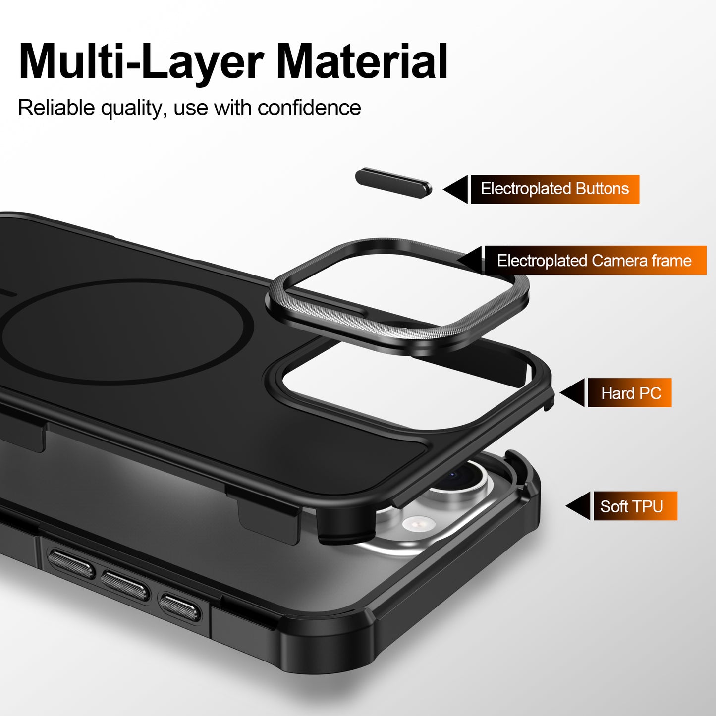 For iPhone 16 Pro Max Magnetic Case Shockproof TPU PC Protective Cover