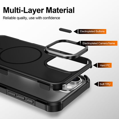 For iPhone 16 Pro Max Magnetic Case Shockproof TPU PC Protective Cover
